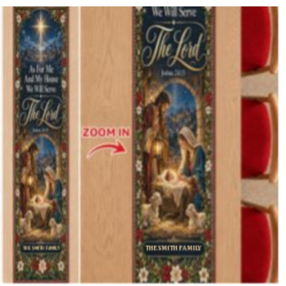 As For Me And My House We Will Serve The Lord, Christian Chrismas Gifts For Grandma, Family | Personalized Table Runner