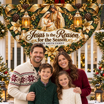 Jesus Is The Reason For The Season, Gift For Family | Personalized Non-Pleated Fan Flag