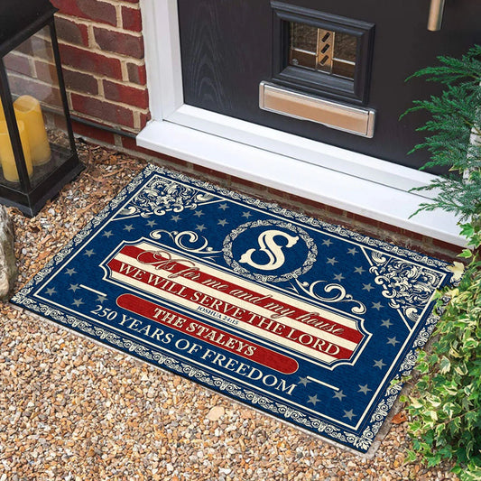 As For Me And My House We Will Serve The Lord - Personalized Doormat