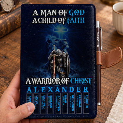 A Man Of God, Gift For Men | Personalized Leather Notebook & Pen Set