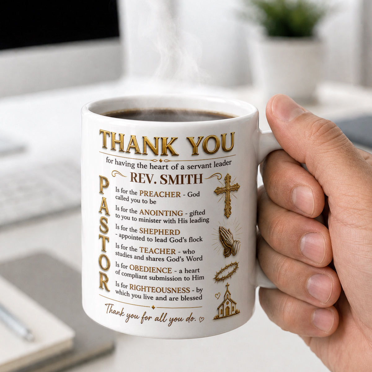 Thank You Pastor, Gift For Pastor | Personalized Ceramic Coffee Mug