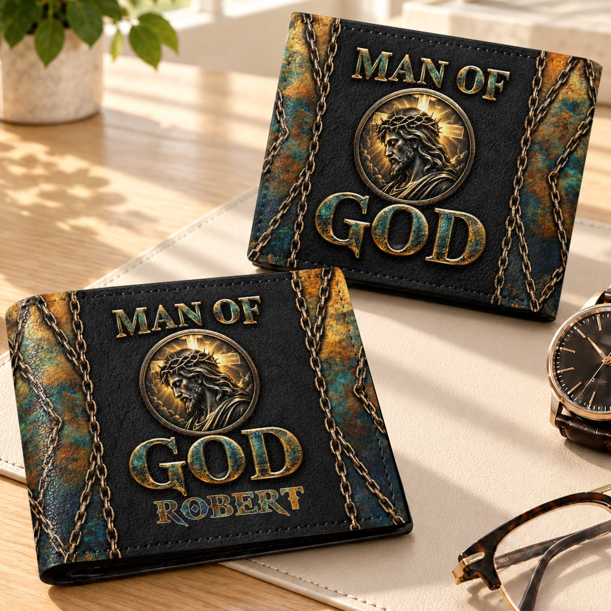 Man Of God, Gift For Men | Personalized Folded Wallet For Men