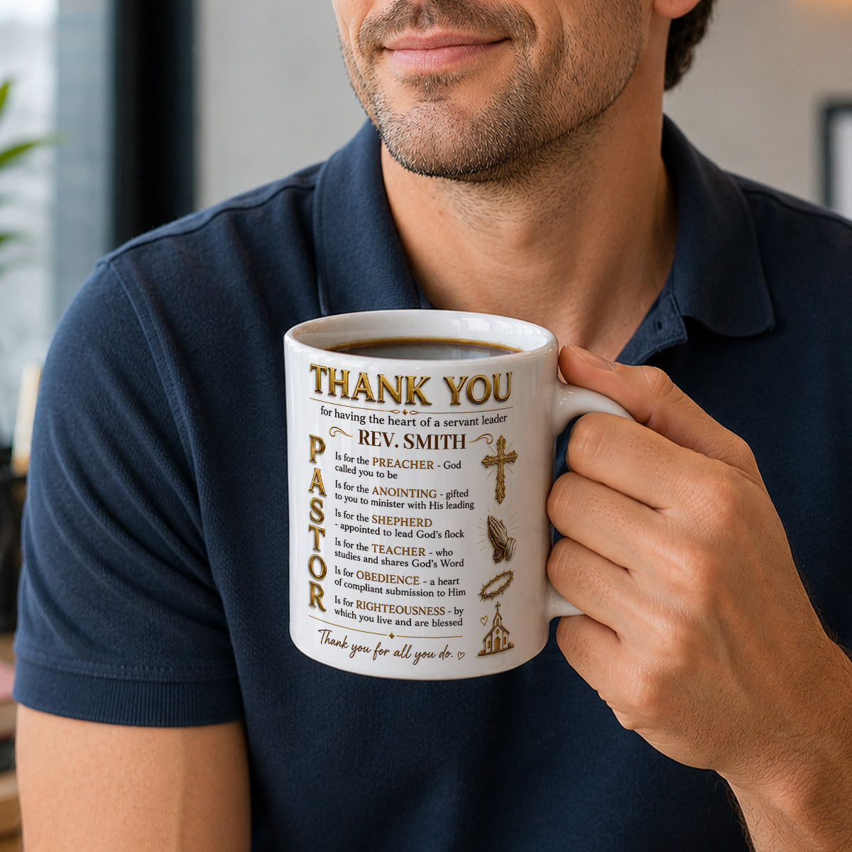 Thank You Pastor, Gift For Pastor | Personalized Ceramic Coffee Mug