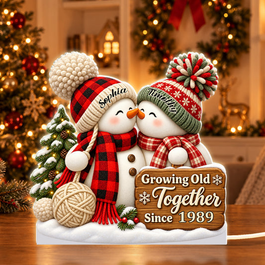 Merry And Bright, Gift For Couple - Personalized Light Box