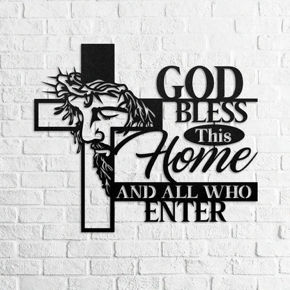 Bless This Home And All Who Enter - Metal Wall Art Sign