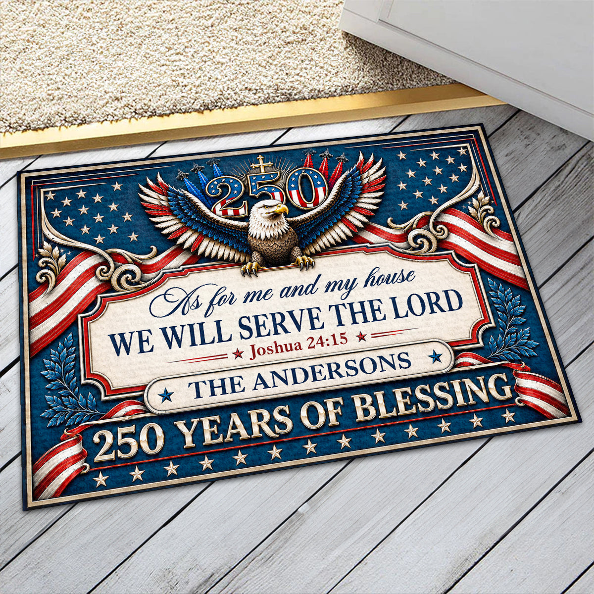 As For Me And My House We Will Serve The Lord - Personalized Doormat