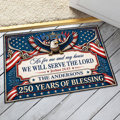 As For Me And My House We Will Serve The Lord - Personalized Doormat