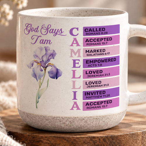 God Says I Am, Gift For Women | Personalized Pottery Mug