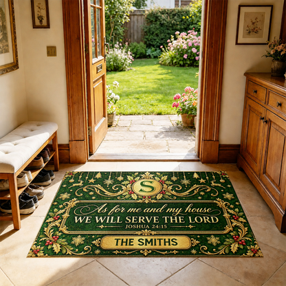 As For Me And My House We Will Serve The Lord, Gift For Family | Personalized Doormat