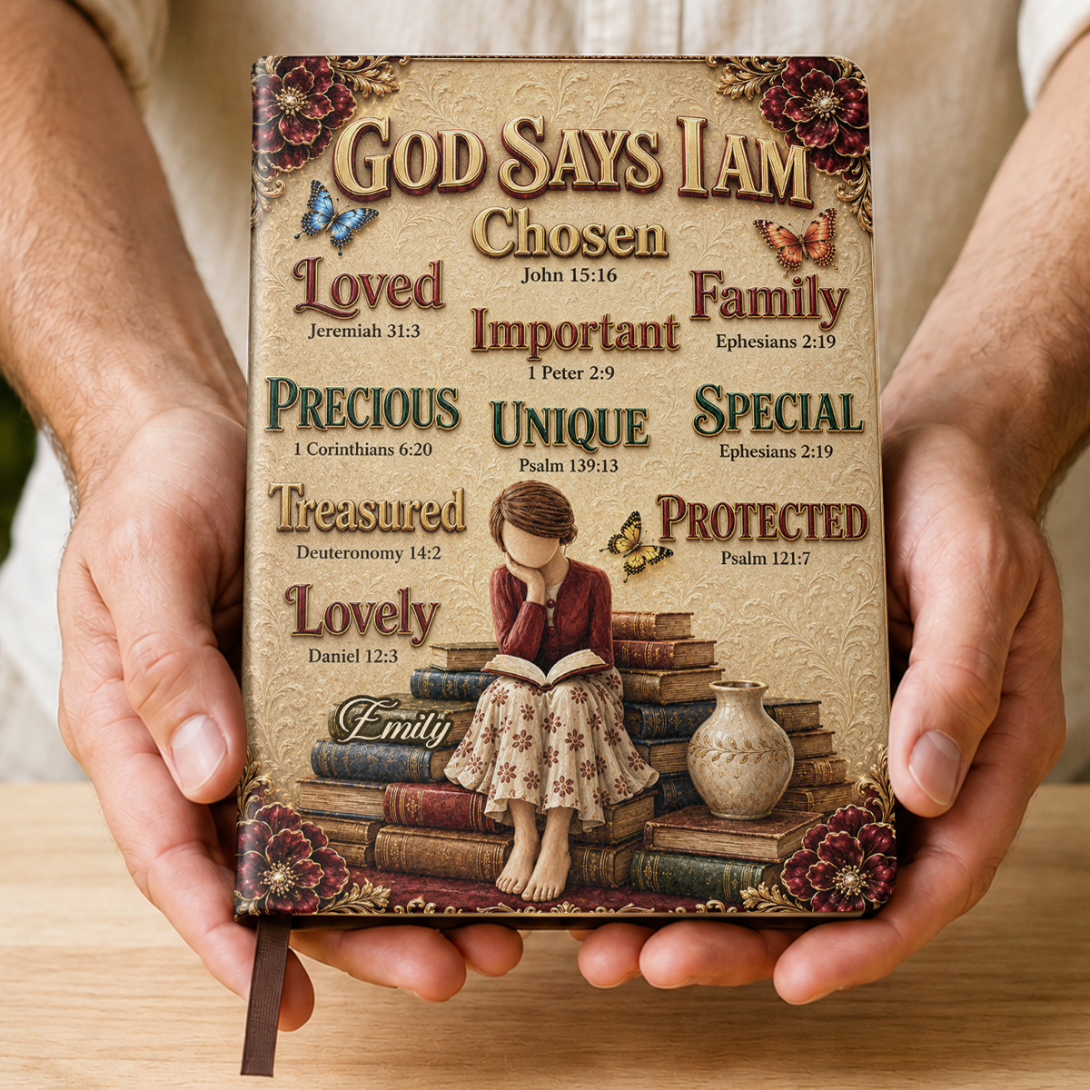 God Says I Am, Gift For Women | Personalized Leather Cover Notebook