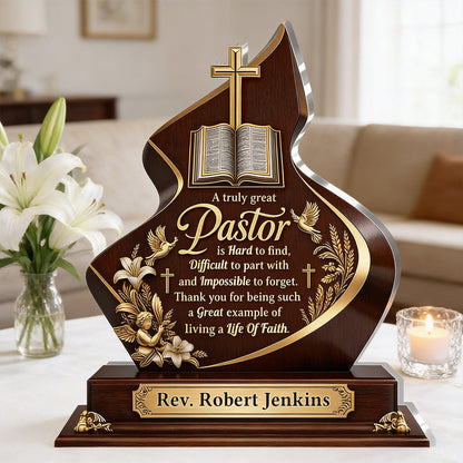 A Truly Great Pastor, Gift For Pastor | Personalized Custom Shaped Acrylic Plaque