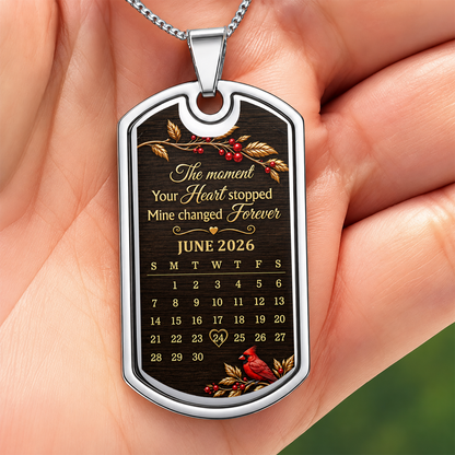 The Moment Your Heart Stopped, Human Memorial Gift | Personalized Dog Tag Necklace