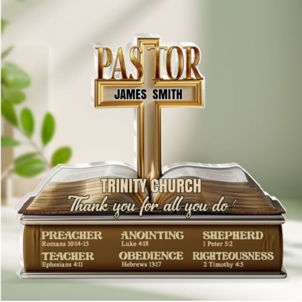 My Preacher, Teacher, & Shepherd, Gift For Pastor | Personalized Custom Shaped Squared Acrylic Plaque