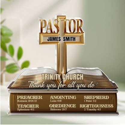 My Preacher, Teacher, & Shepherd, Gift For Pastor | Personalized Custom Shaped Squared Acrylic Plaque