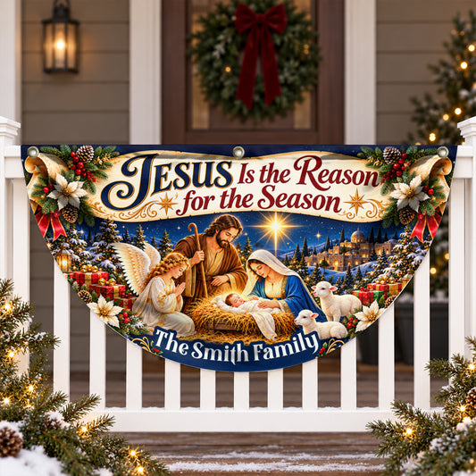 Jesus Is the Reason, Gift For Family | Personalized Non-Pleated Fan Flag