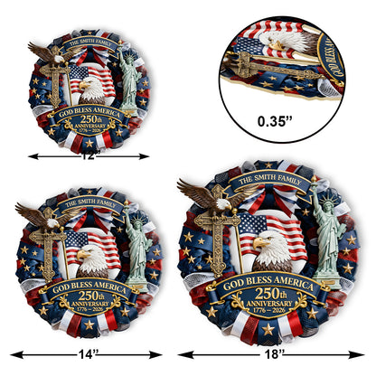 God Bless America - Personalized Wooden Door Sign
