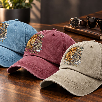 My Hero, Gift For Man - Personalized Custom Vintage Washed Denim Cap