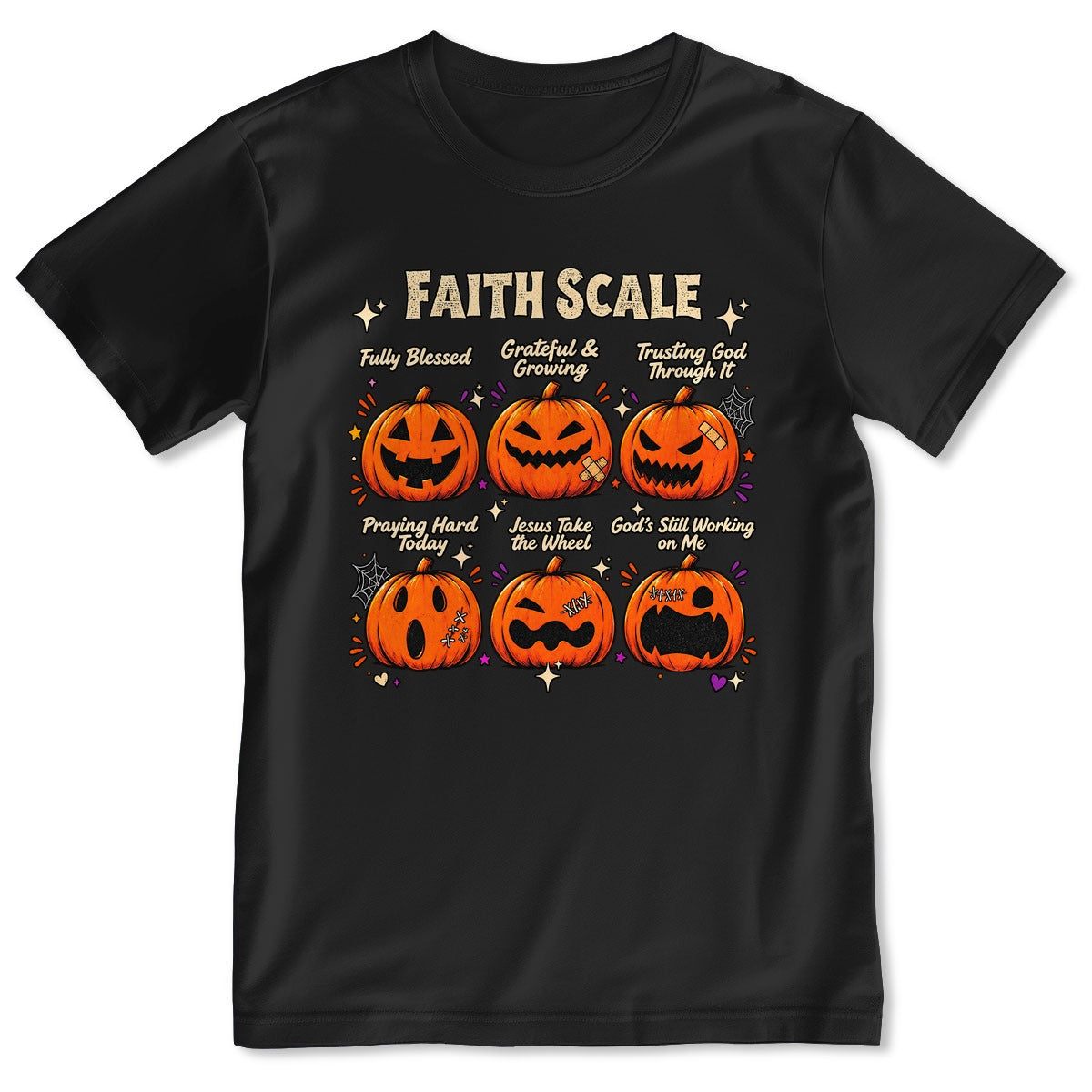 Funny Faith Scale Pumpkin, Gift For Halloween | 2D Unisex T-shirt