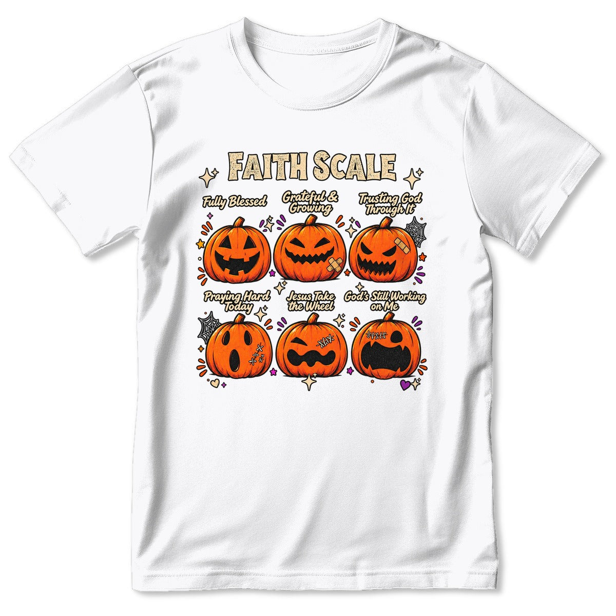 Funny Faith Scale Pumpkin, Gift For Halloween | 2D Unisex T-shirt