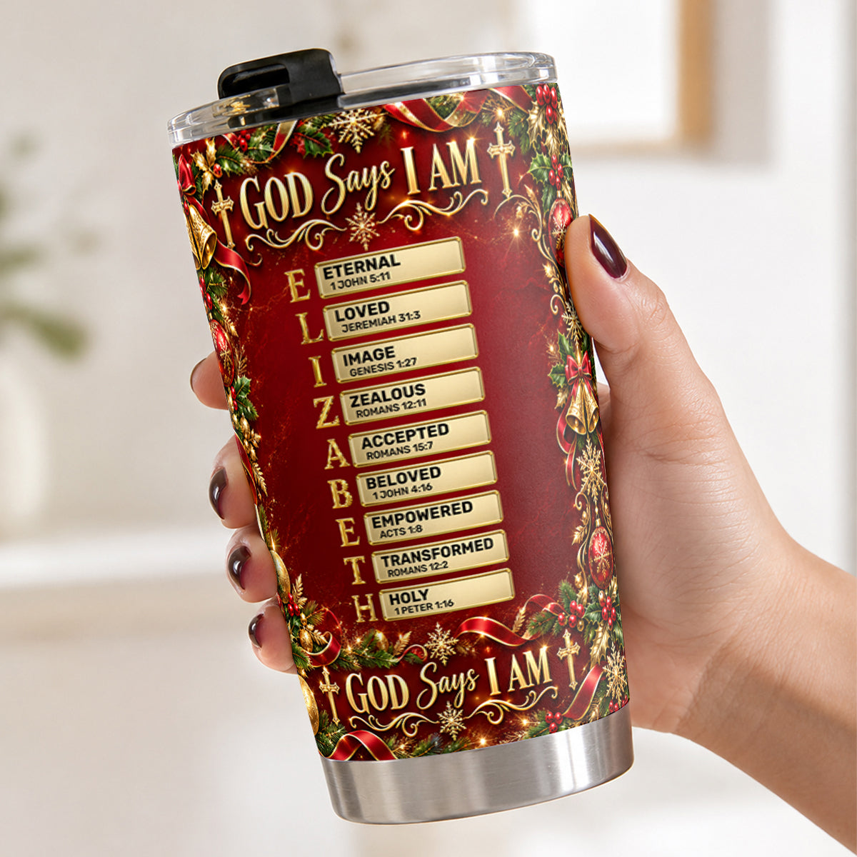 God Says I Am, Gift For Women | Personalized Stainless Steel Tumbler