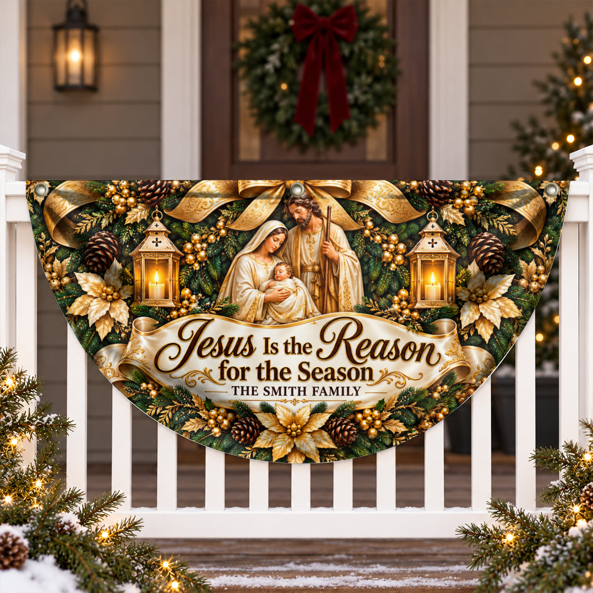 Jesus Is The Reason For The Season, Gift For Family | Personalized Non-Pleated Fan Flag