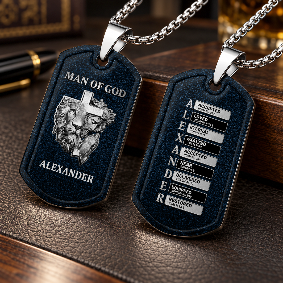 Man Of God, Christian Gifts For Husband, Dad | Personalized Dog Tag Necklace