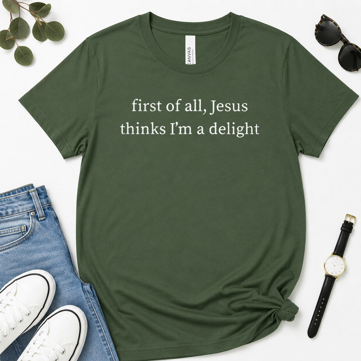 First Of All Jesus Thinks I'm A Delight, Gift For Christian Teen Girls - 2D Unisex Premium T-shirt