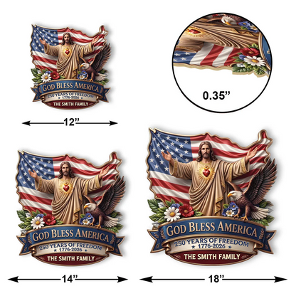 God Bless America - Personalized Wooden Door Sign