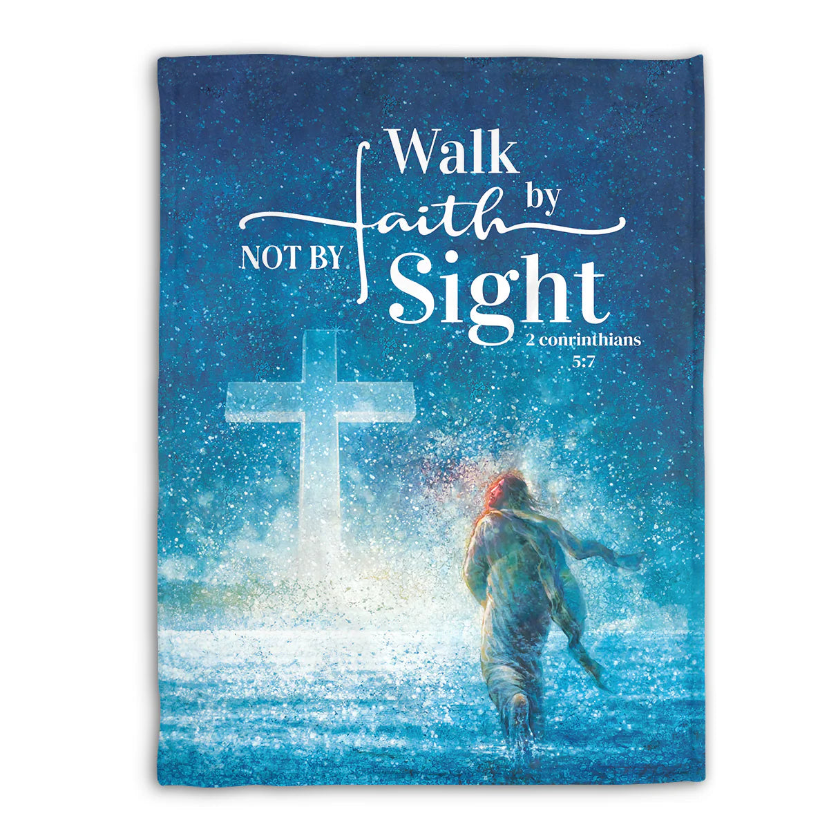Christian Fleece Blanket, Walk by Faith Not by Sight Bible Verse