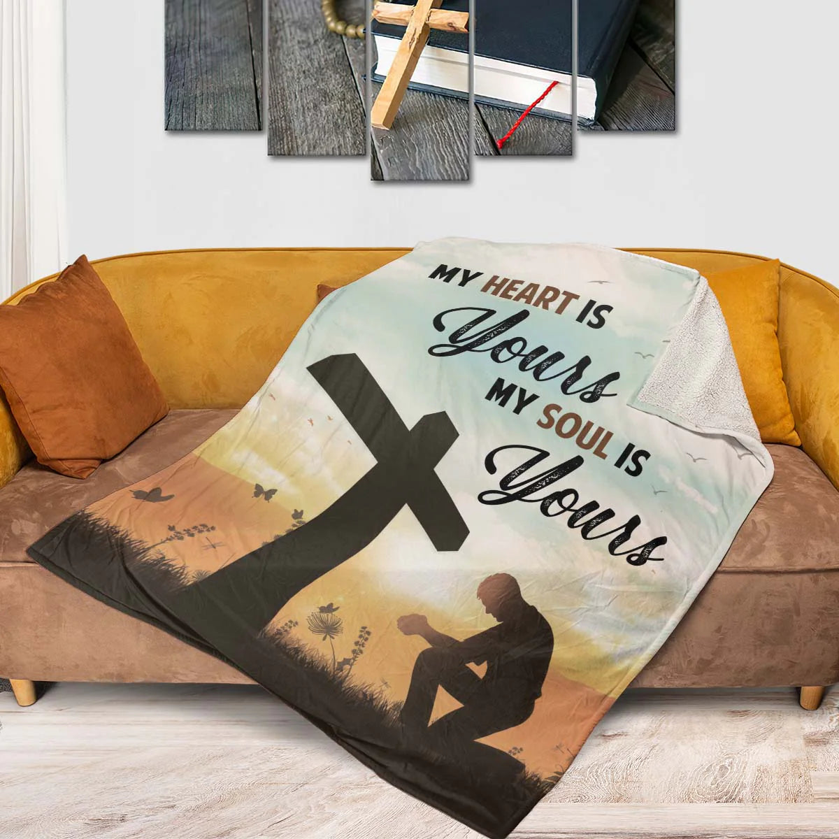 Christian Fleece Blanket, My Heart Is Yours Faith Prayer Quote