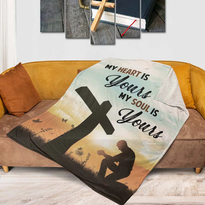 Christian Fleece Blanket, My Heart Is Yours Faith Prayer Quote