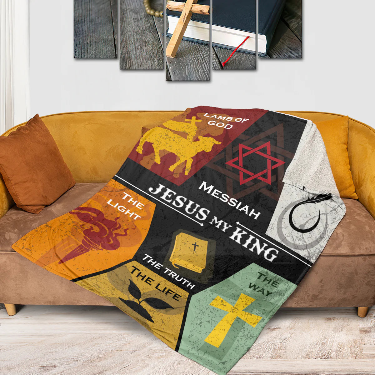 Jesus My King Christian Fleece Blanket, Lamb of God Messiah Faith Blanket