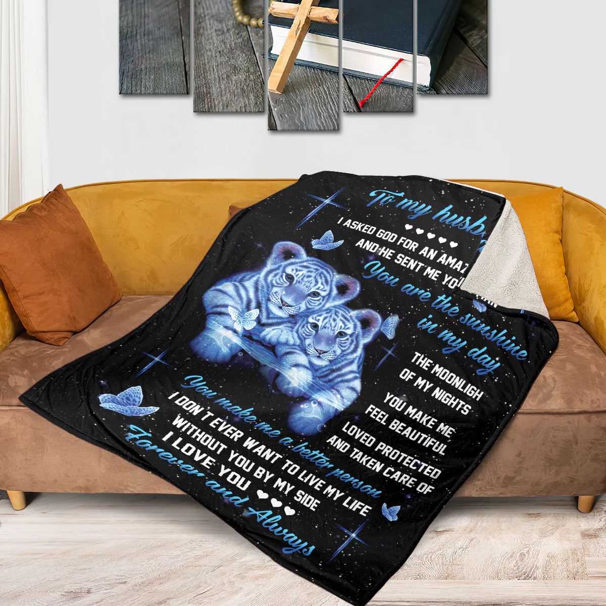Christian Fleece Blanket for Husband, Romantic Love Gift from Wife