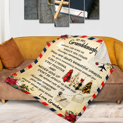 To My Granddaughter Christian Blanket, God’s Beautiful Creation Inspirational Gift from Grandma