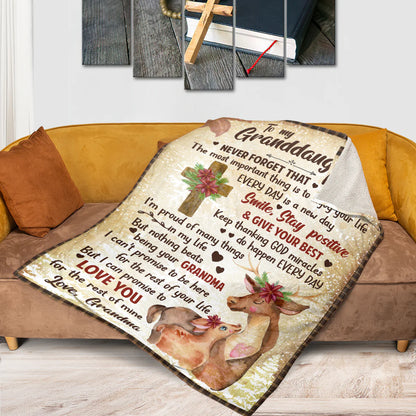Cute Reindeers Fleece Blanket For Granddaughter - The Most Important Thing Is To Enjoy Your Life