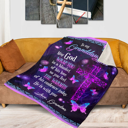 Granddaughter Christian Fleece Blanket – May God Wrap You in His Love