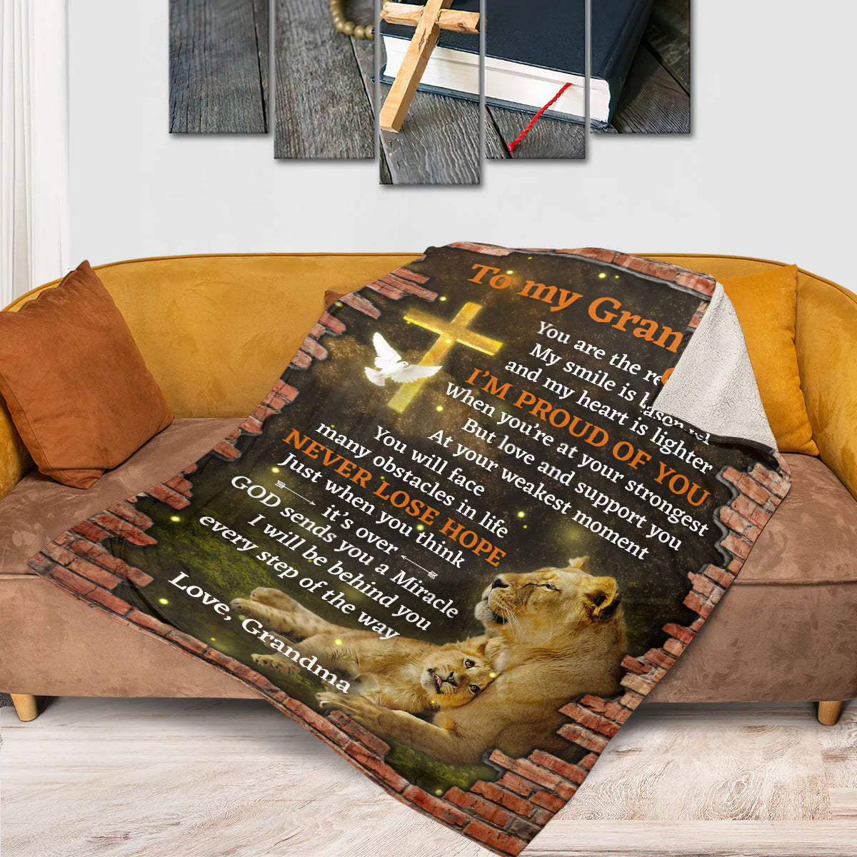 I Will Be Behind You Every Step Of The Way - Unique Lion Fleece Blanket For Grandson