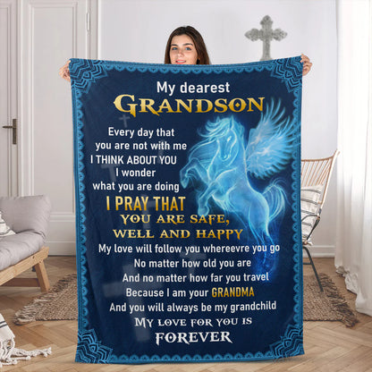 To My Grandson Fleece Blanket – I Pray You Are Safe & Happy