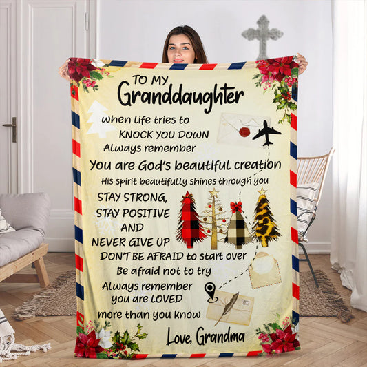 To My Granddaughter Christian Blanket, God’s Beautiful Creation Inspirational Gift from Grandma