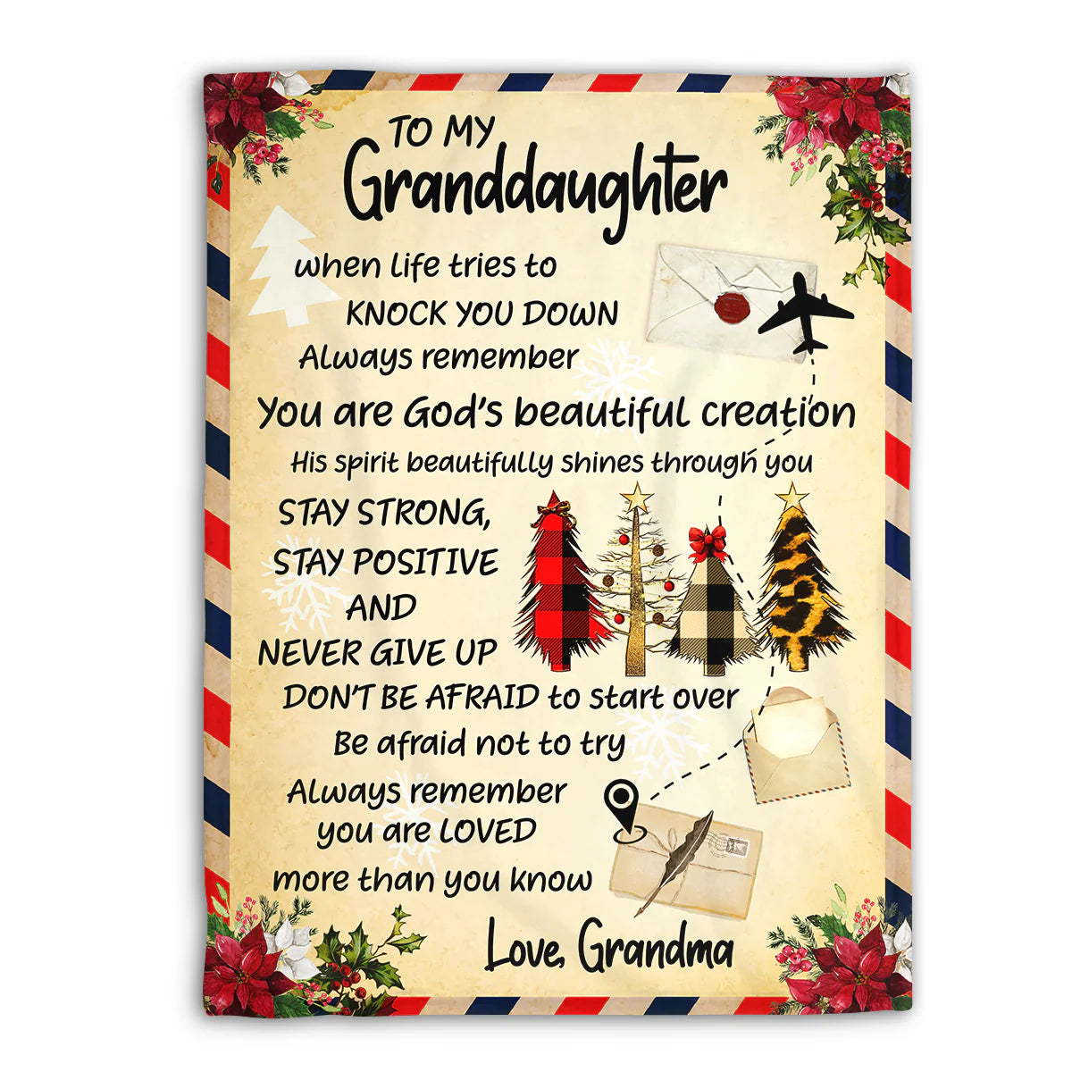 To My Granddaughter Christian Blanket, God’s Beautiful Creation Inspirational Gift from Grandma