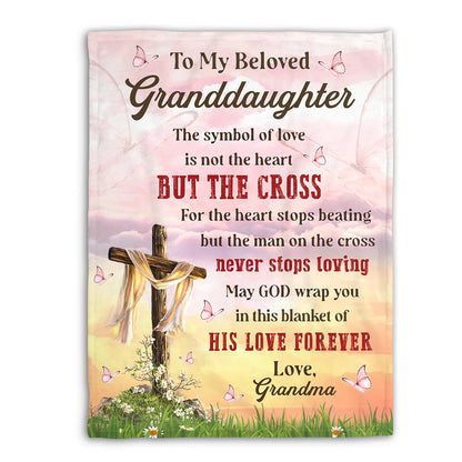 Christian Fleece Blanket for Granddaughter, Cross Love Gift from Grandma