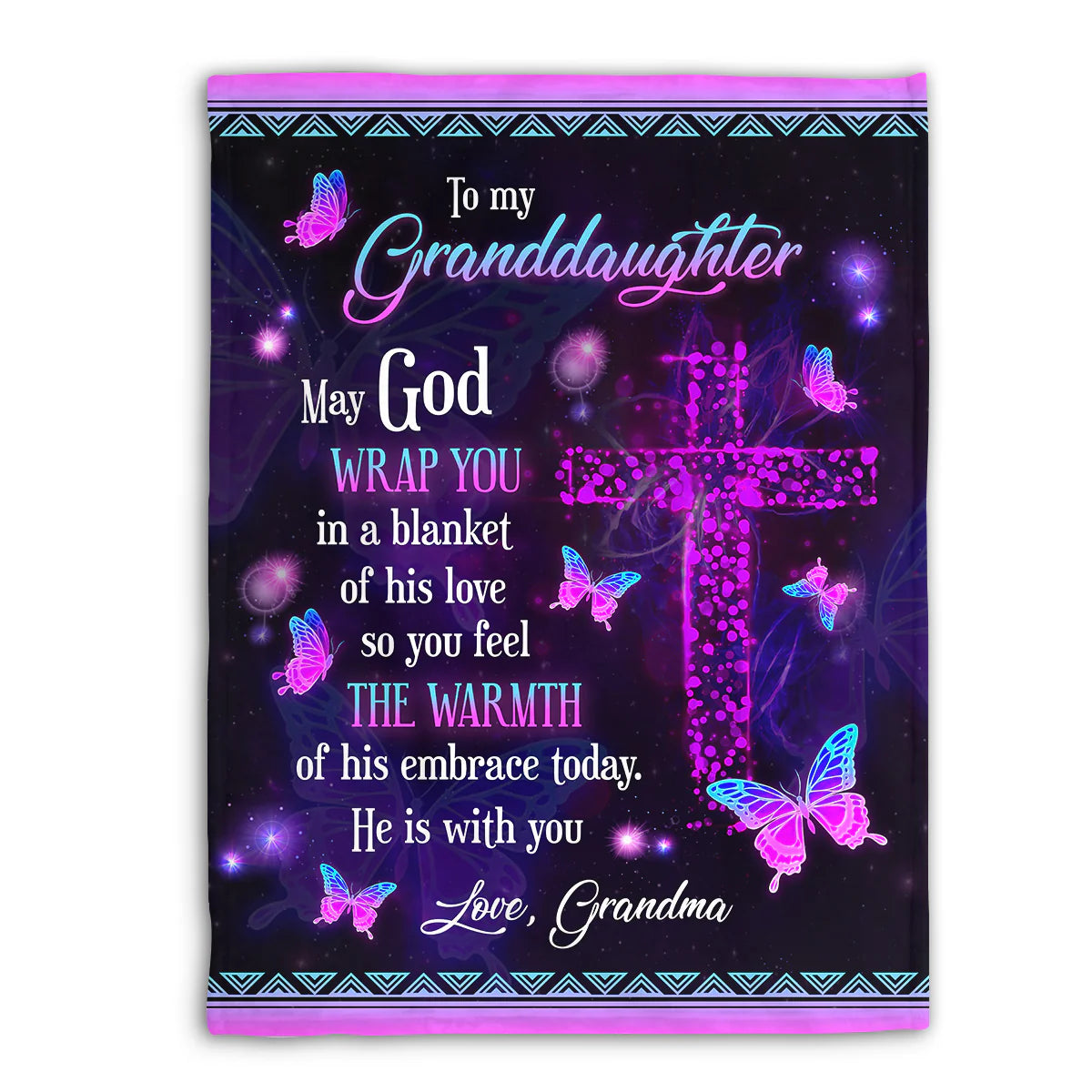Granddaughter Christian Fleece Blanket – May God Wrap You in His Love