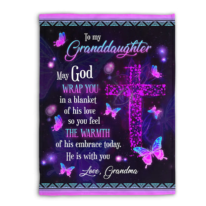 Granddaughter Christian Fleece Blanket – May God Wrap You in His Love