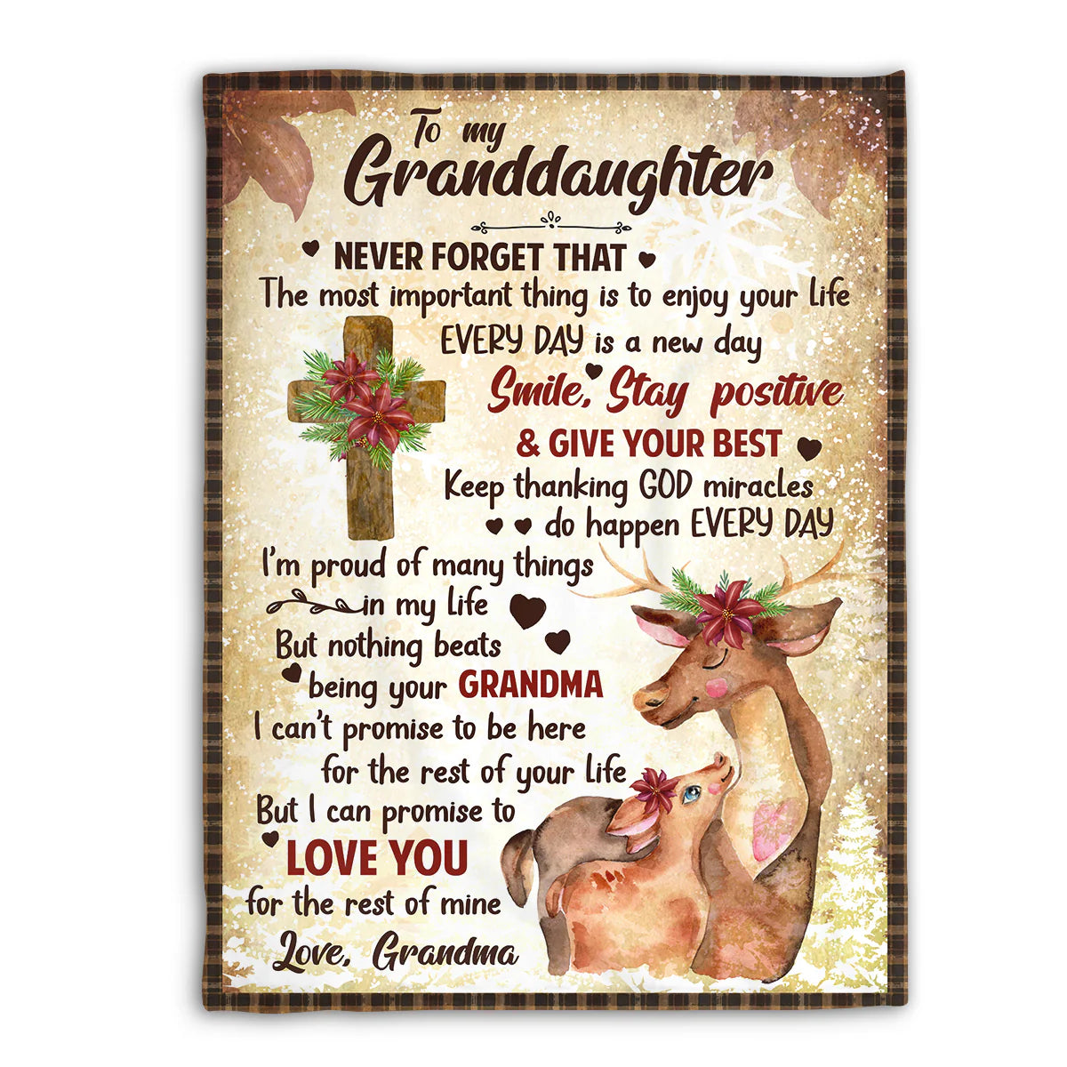 Cute Reindeers Fleece Blanket For Granddaughter - The Most Important Thing Is To Enjoy Your Life