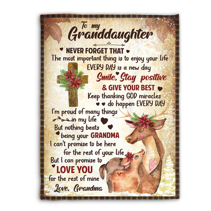 Cute Reindeers Fleece Blanket For Granddaughter - The Most Important Thing Is To Enjoy Your Life