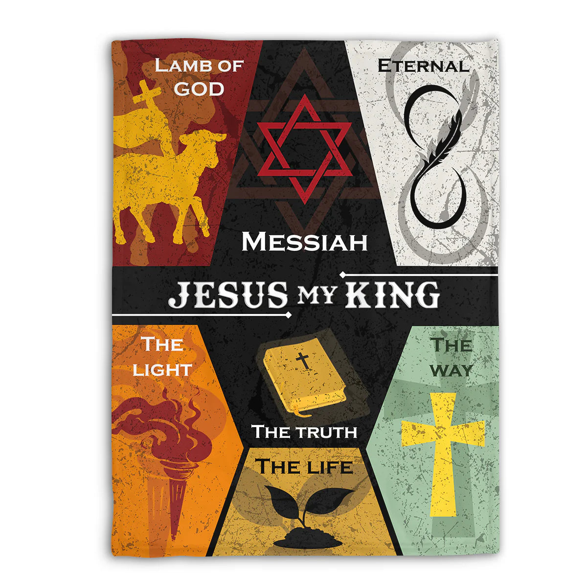 Jesus My King Christian Fleece Blanket, Lamb of God Messiah Faith Blanket