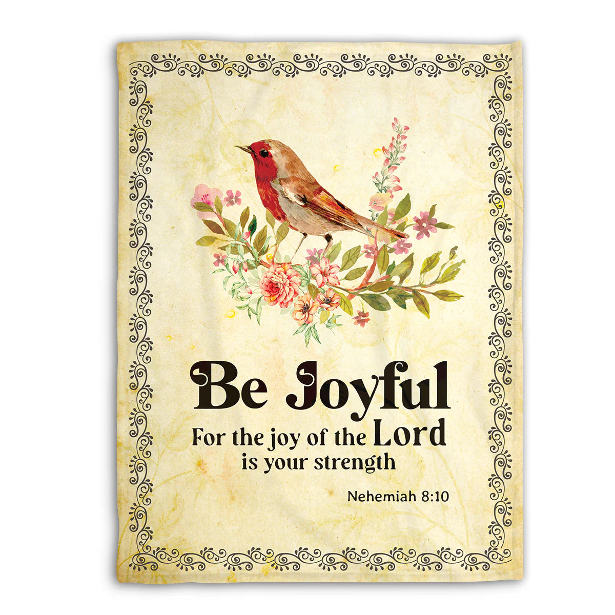 Christian Fleece Blanket, Be Joyful Bible Verse Nehemiah 8:10