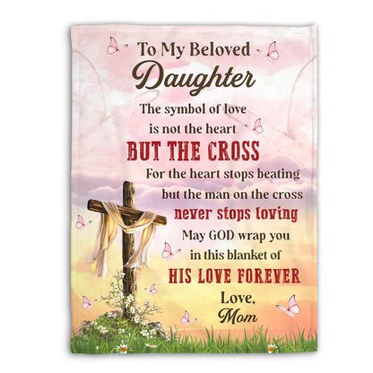 Christian Fleece Blanket for Daughter, Cross Love Gift from Mom