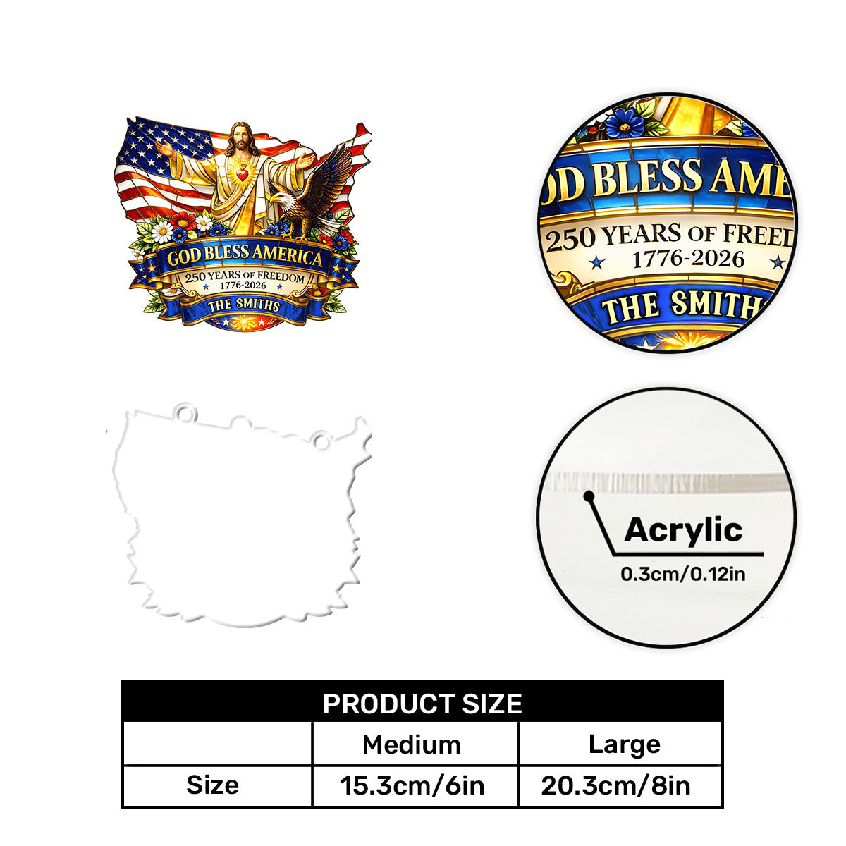 God Bless America - Personalized Acrylic Suncatcher