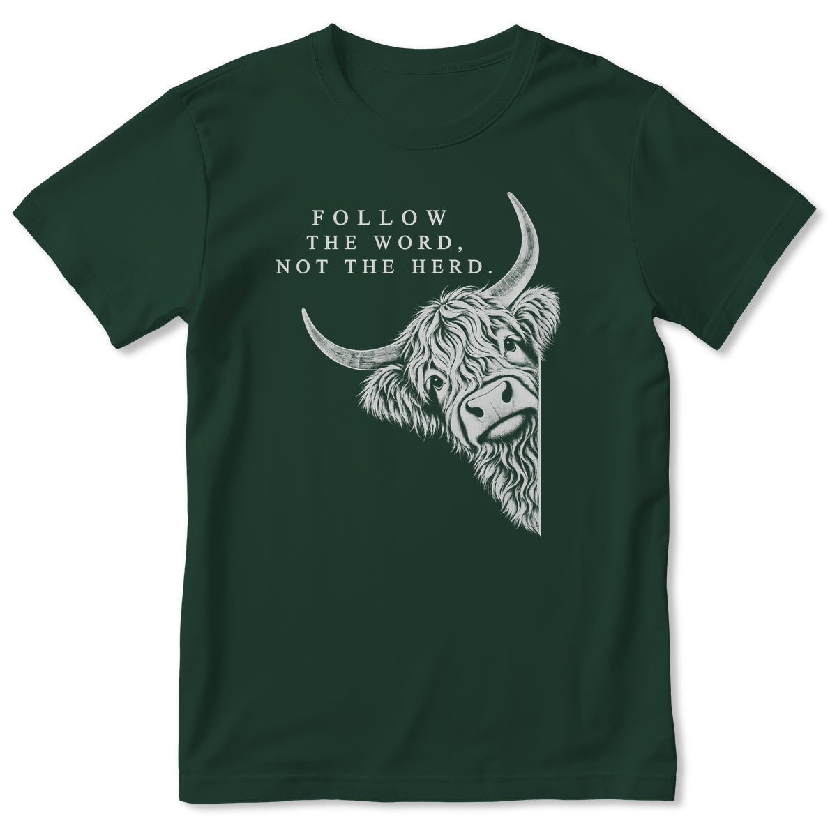 Follow The Word Not The Herd Highland Cow, Gift For Christian - 2D Unisex T-shirt